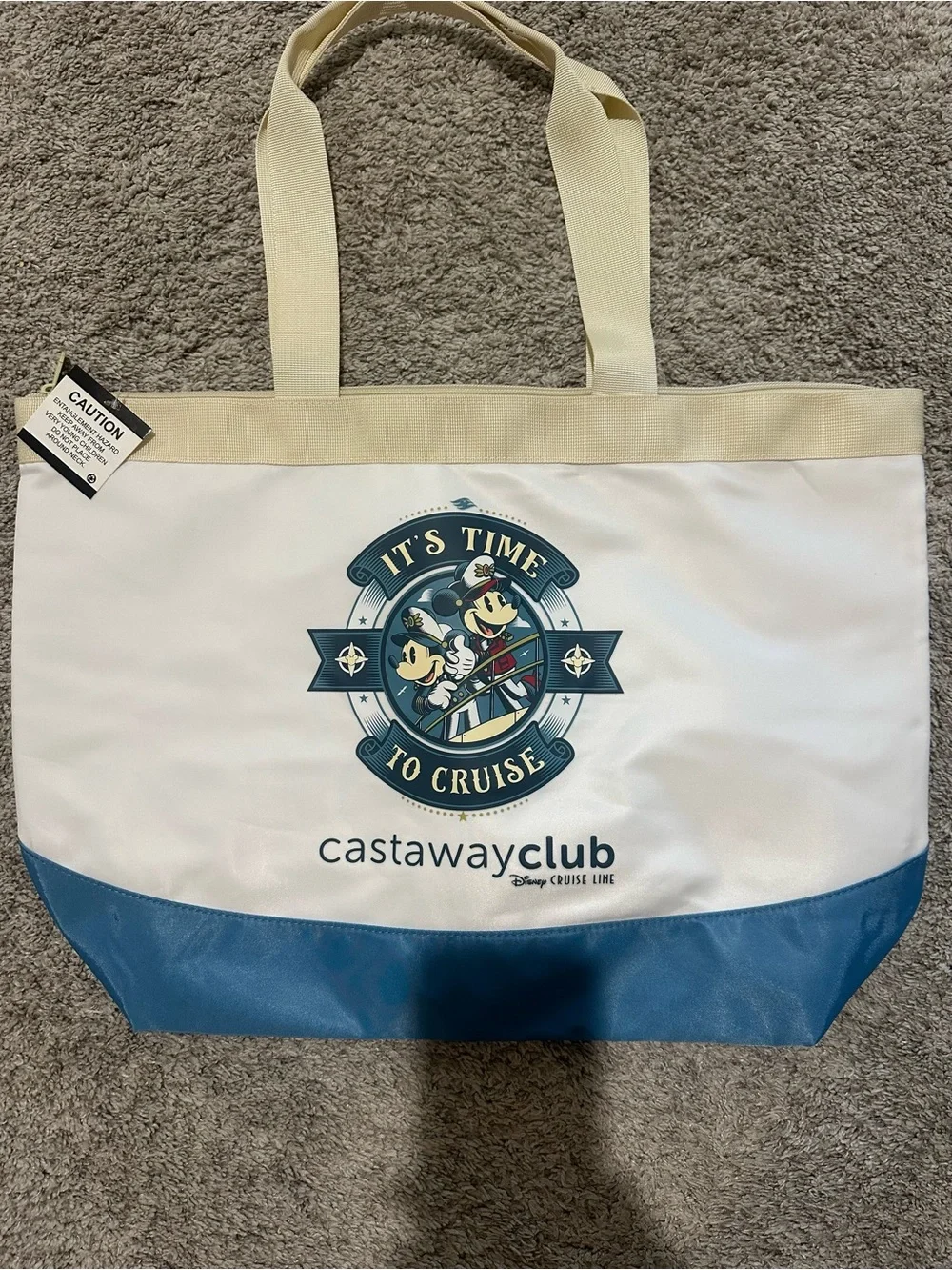 Castaway Club Disney Cruise Line Canvas Tote Bag - White & Blue